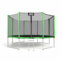 Aga SPORT PRO Trampolin 366 cm 12 ft Hellgrün,Kindertrampolin,Gartentrampolin mit Sicherheitsnetz + Schutznetz + Leiter