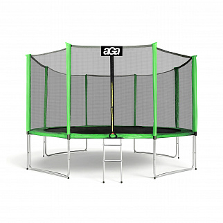 Aga SPORT PRO Trampolin 366 cm 12 ft Hellgrün,Kindertrampolin,Gartentrampolin mit Sicherheitsnetz + Schutznetz + Leiter