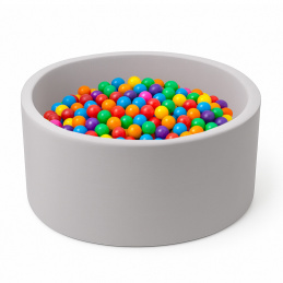 Aga Bällebad für Baby ab 1 Jahr, Rundes Weiches Schaumstoff Bällepool mit 200 Bälle, 90x40 cm Ballgrube Spielzeug für Kleinkinder,