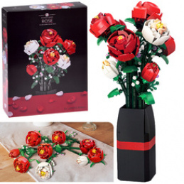 Klocki konstrukcyjne Kwiaty w wazonie BUKIET RÓŻ + wazon 818 ele ZA5760 uniwersalny