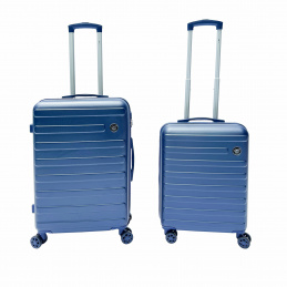Linder Exclusiv Travel Kofferset Trolley Handgepäck Reisekoffer Koffer Leicht mit 4 Rollen Rollkoffer Hartschale Code Schloss Reisegepäck SC1001 Blau