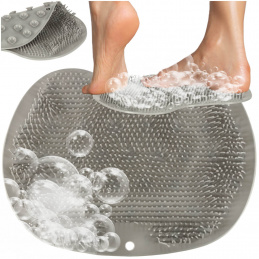 Silikonový mycí kartáč na nohy s přísavkami šedý