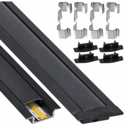 LED hliníkový profil zapuštěný 2m černý - sada