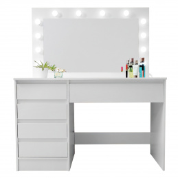 Aga Schminktisch mit Spiegel und Beleuchtung Weiß matt