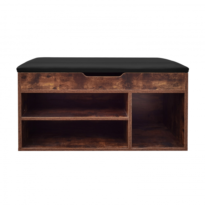 Aga Schuhbank MR2017 Sitzbank Holz, Schuhschrank mit klappbarem Sitz, Schuhregal Schuhtruhe Mehrzweck