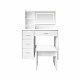 Aga Schminktisch mit Spiegel und LED-Beleuchtung + Hocker MRDT30 Weiß