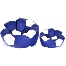Aga Sitzsack Relaxationbag BALL XXXL Weiß - Dunkelblau + Fußstütze
