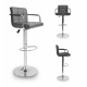 Aga Barhocker Grau Kunstleder bis 100kg belastbar Höhe 90-110 cm Barstuhl mit Lehne und Armlehnen um 360° drehbar, Barhocker, Barstuhl, Bistrohocker