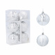 Aga Weihnachtskugeln 7cm 6 Stück Silber/Perlen