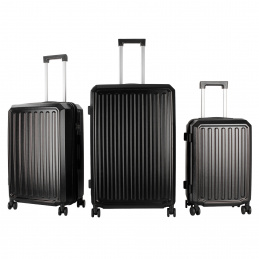 Aga Travel Kofferset 3-teilig MR4668 – ABS+PC Hartschalenkoffer, Doppelrädern, Teleskopgriff, leicht, robust, TSA-Schloss, 360° Rollen, Trolley, Handgepäck 33/63/93L, Schwarz