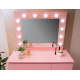 Aga Schminktisch mit Spiegel und Beleuchtung + Hocker Rosa