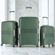 Aga Travel Kofferset 3-teilig MR4682 – Reisekoffer, Polypropylen, TSA-Schloss & 360° Rollen, leicht & robust, Handgepäck 33L/63L/93L, Dunkelgrün