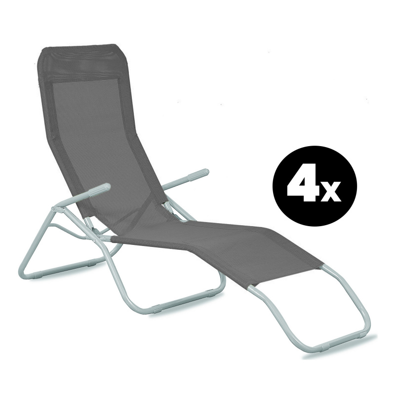 Aga 4x Gartenliege SIESTA Grau