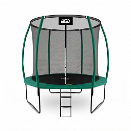 Aga SPORT EXCLUSIVE Trampolin 244 cm 8 ft Dunkelgrün,Kindertrampolin,Gartentrampolin mit Sicherheitsnetz + Schutznetz + Leiter
