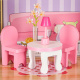 Aga MDF Holzpuppenhaus + Möbel 70cm rosa LED