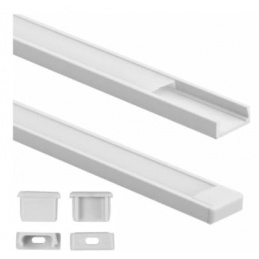 Přisazený hliníkový profil pro LED pásek - 2m - bílý - sada