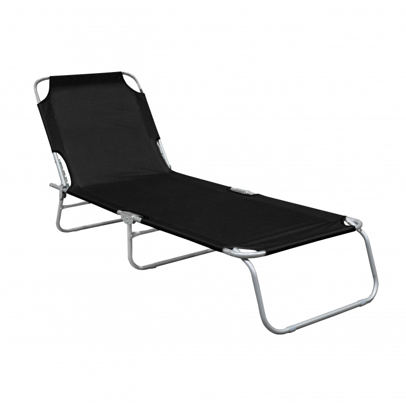 Linder Exclusiv Klappbarer Garten-Liegestuhl GM4001S Schwarz