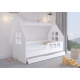 Holzspielzeug Kinderbett HOUSE 160x80 cm mit Schublade + Matratze