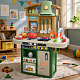 Aga4Kids Plastik-Kinderküche mit zwei Induktionskochfeldern, aufklappbarem Kühlschrank, Regal und umfangreichem Zubehör