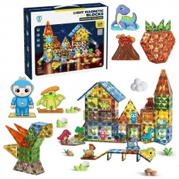 BK2A KLOCKI MAGNETYCZNE KONSTRUKCYJNE     DINOZAUR 124 EL