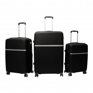 Aga Travel Kofferset 3-teilig MR4679 – Leichte & robuste Polypropylen-Hartschale, TSA-Schloss, 360° Rollen, Handgepäck 33/63/93L, Schwarz