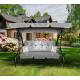 Aga Gartenschaukel 2in1 GRANDLUX Gartenschaukel 3-Sitzer Gartenliege,Schaukel,Gartenbank bis 250 Kg Hellgrau