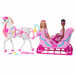 Barbie Nussknacker Schlitten mit Pferd JNH63