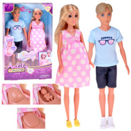 Zestaw rodzina lalek tata mama lalka w ciąży bobas noworodek ZA5700 uniwersalny