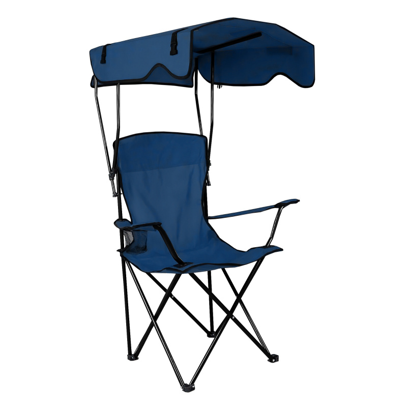 Aga Camping- & Angelstuhl Dunkelblau – Klappbar mit Sonnendach, Getränkehalter & Tragetasche, stabil und robust