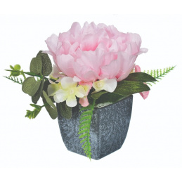 Roślina sztuczna Hortensja w doniczce różowa - 14 cm