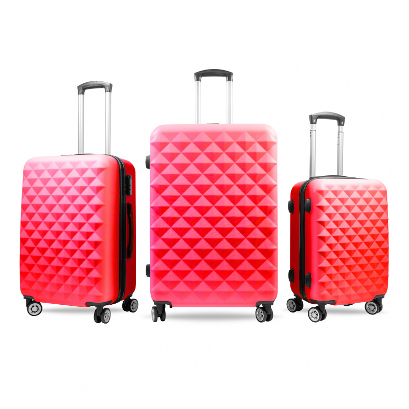 Aga Travel Kofferset, Reisekofferset MR4655 Rosa, Hartschalenkoffer, Doppeltragegriff mit Zahlenschloss, Trolley Reisekoffer 3tgl 4 Rollen Reisekoffer