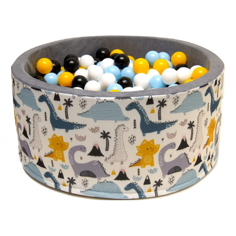 Aga Bällebad für Baby ab 1 Jahr, Rundes Weiches Schaumstoff Bällepool mit 200 Bälle, 90x40 cm Ballgrube Spielzeug für Kleinkinder, 560