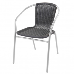 Linder Exclusiv Poly Rattan Gartenstuhl Terrasse Stuhl Silber/Schwarz