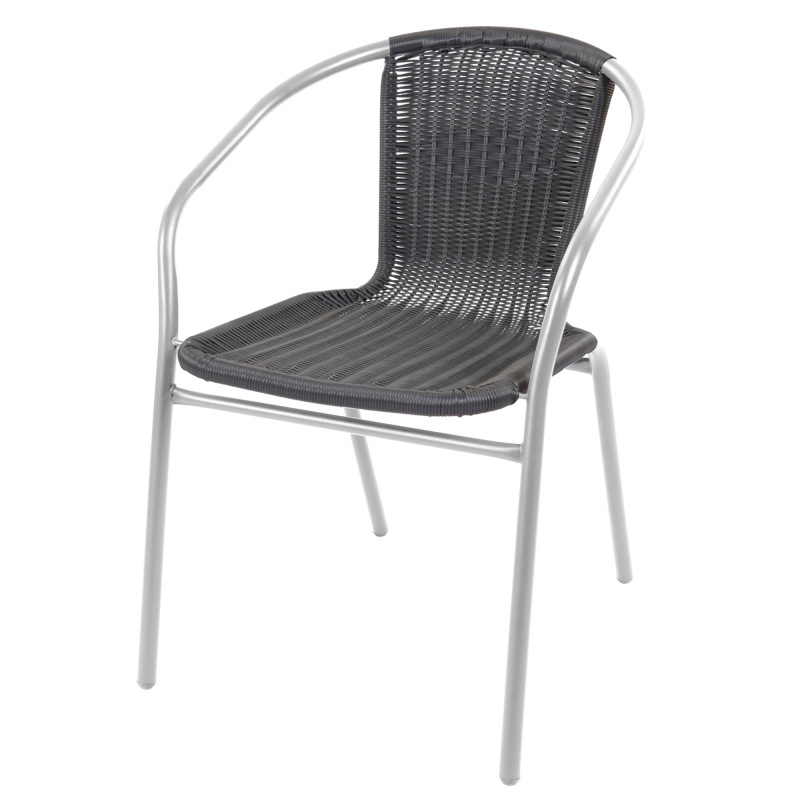 Linder Exclusiv Poly Rattan Gartenstuhl Terrasse Stuhl Silber/Schwarz