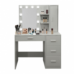 Aga Schminktisch mit Spiegel und Beleuchtung Mattweiß