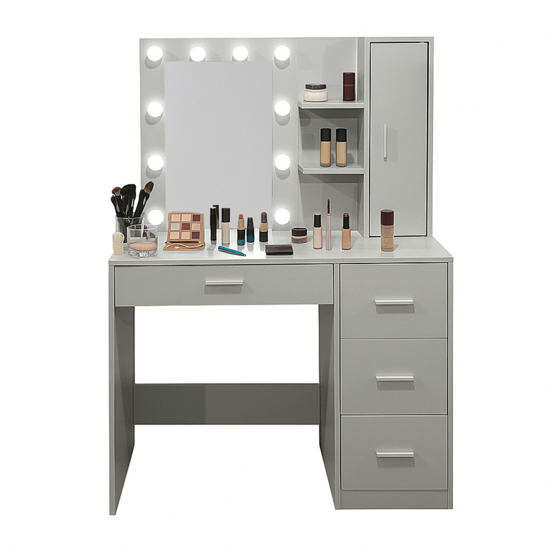 Aga Schminktisch mit Spiegel und Beleuchtung Mattweiß