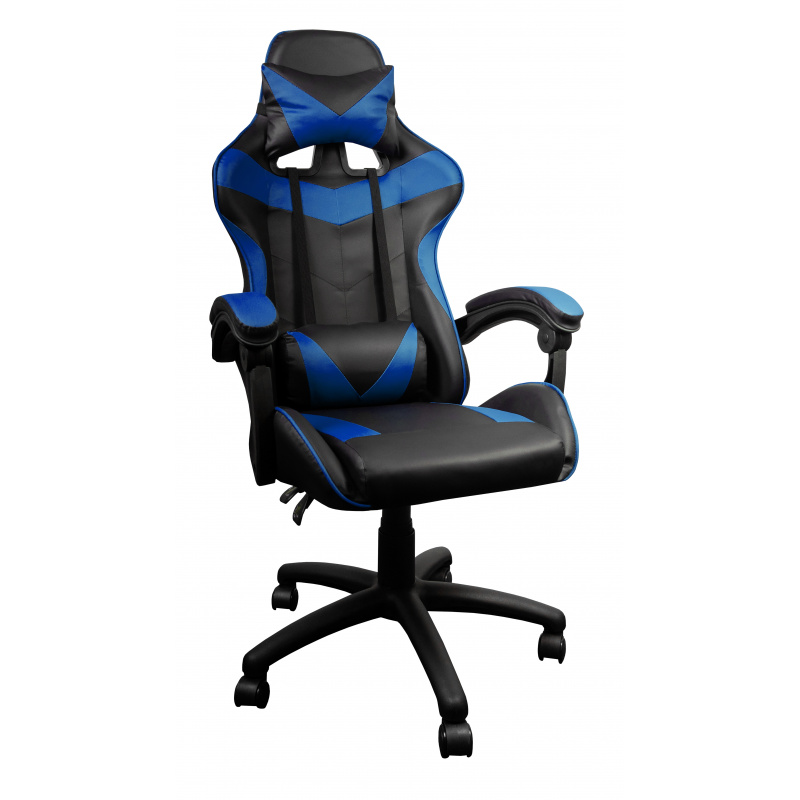 Aga Spielstuhl, Bürostuhl,Drehbarer Spielstuhl, Gamingstuhl, Racing Schreibtischstuhl,Chefsessel MR2080 Schwarz - Blau
