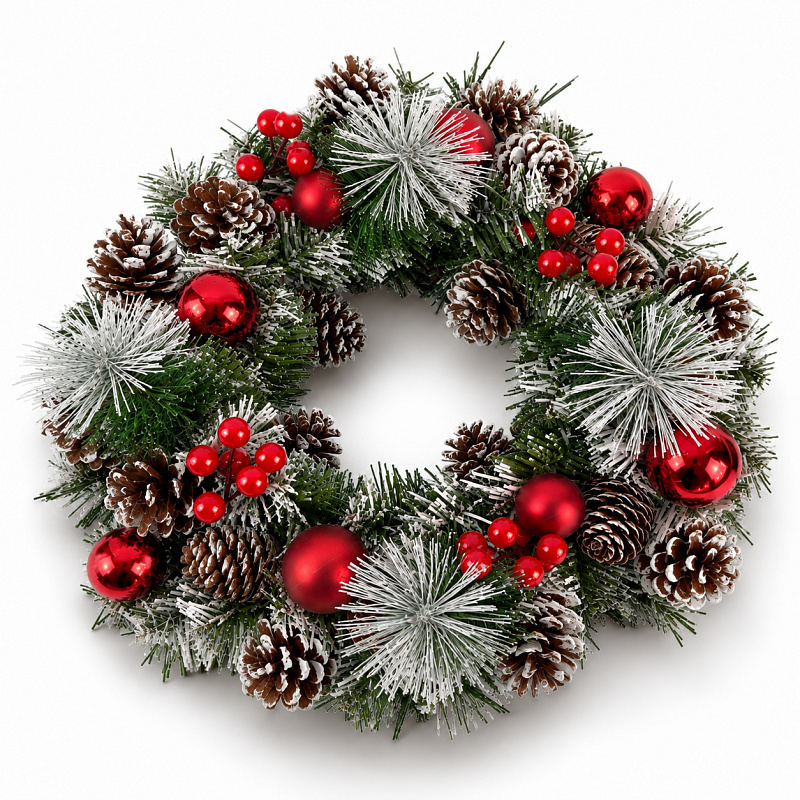 Aga Weihnachtskranz 36 cm rot mit Tannenzapfen