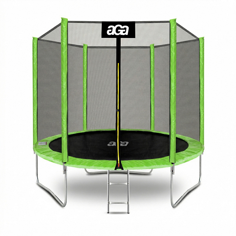 Aga SPORT TOP Trampolin, 244 cm 8 ft Hellgrün, Kindertrampolin, Gartentrampolin mit Sicherheitsnetz + Sicherheitsnetz + Leiter