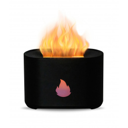 Aga LED Aroma Diffuser mit Flammen Effekt, Luftbefeuchter Raumbefeuchter Nachtlicht Schwarz