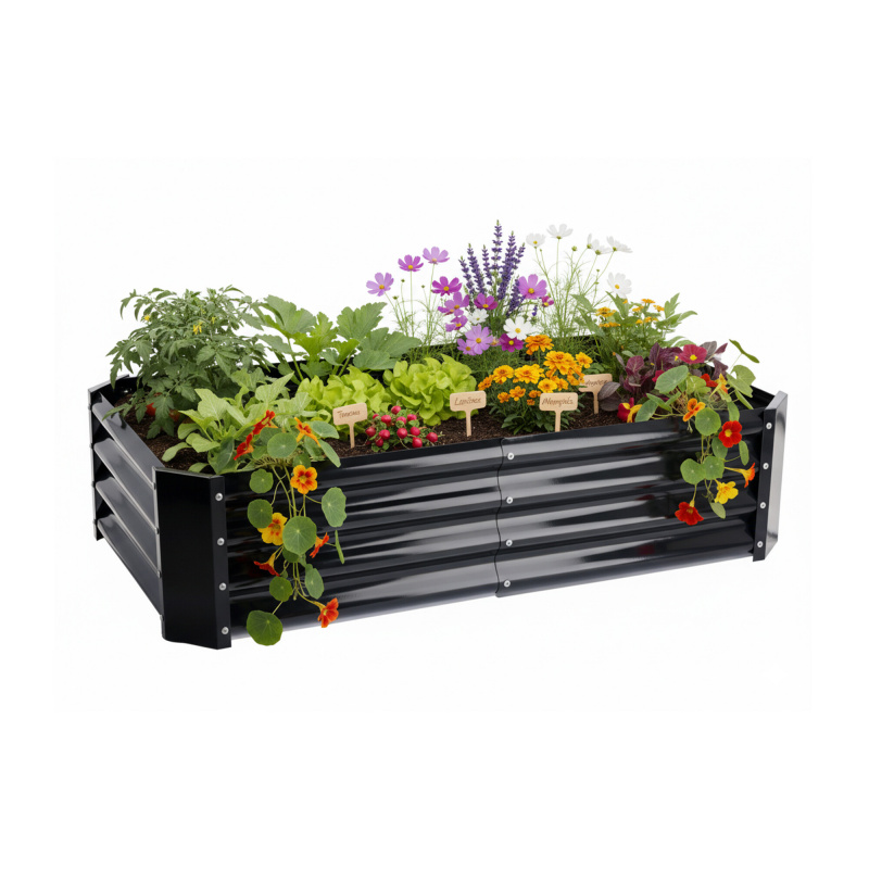 Aga Hochbeet 140x60x30 cm verzinkter Stahl Schwarz