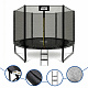 Aga SPORT PRO Trampolin 305 cm 10 ft Schwarz, Kindertrampolin, Gartentrampolin mit Sicherheitsnetz + Sicherheitsnetz + Leiter