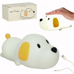 Silikonové noční světlo bílé RGB pes leží dolů