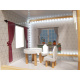 Aga MDF Holzpuppenhaus + Möbel 78cm schwarz LED