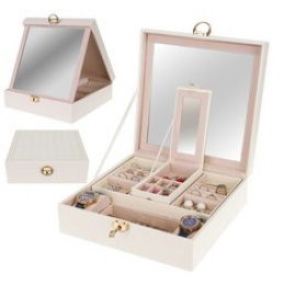 Luxus-Schmuckkästchen mit Spiegel weiß Beautylushh