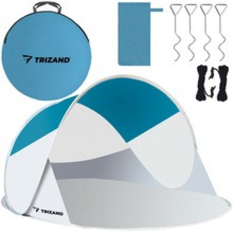 Strandzelt 220x120x90cm - türkis - grau
