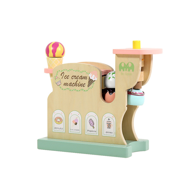 Aga4Kids Eismaschine Holzspielzeug Kinderküche Zubehör Rollenspiele Spielküche Kaufladen Zubehör Eisdiele Kinder Holz Holzspielzeug Geschenk für Mädchen Küchenmaschine Spielset