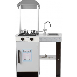 Aga4Kids Kinderküche WONDER aus Holz, Spielküche mit Herd, Spüle, Dunstabzugshaube und weiteren funktionalen Elementen und Zubehörteilen