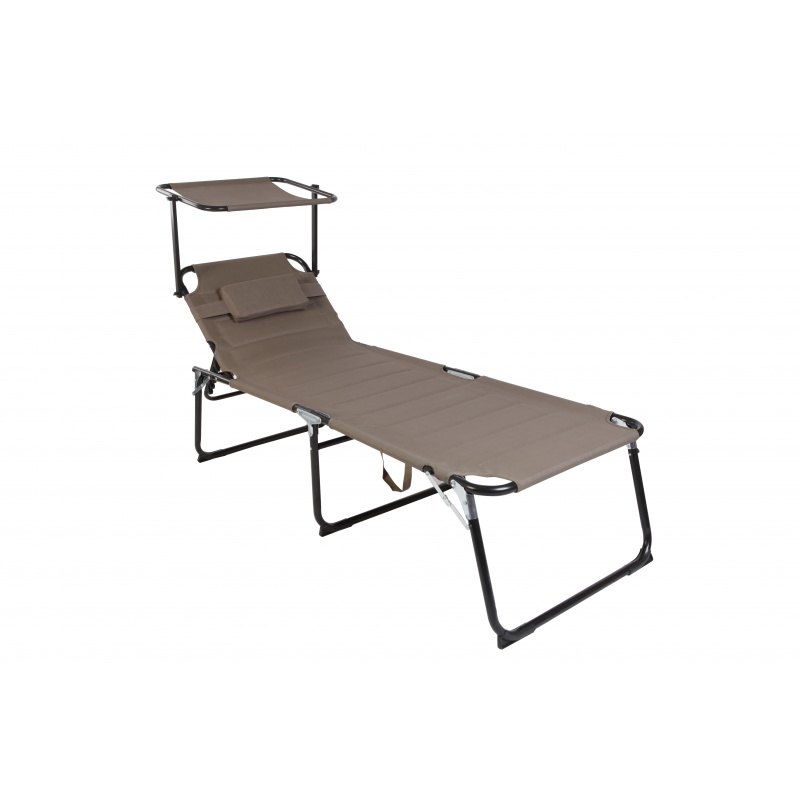 Linder Exclusiv Klappbarer Gartenliege XXL mit Baldachin Taupe