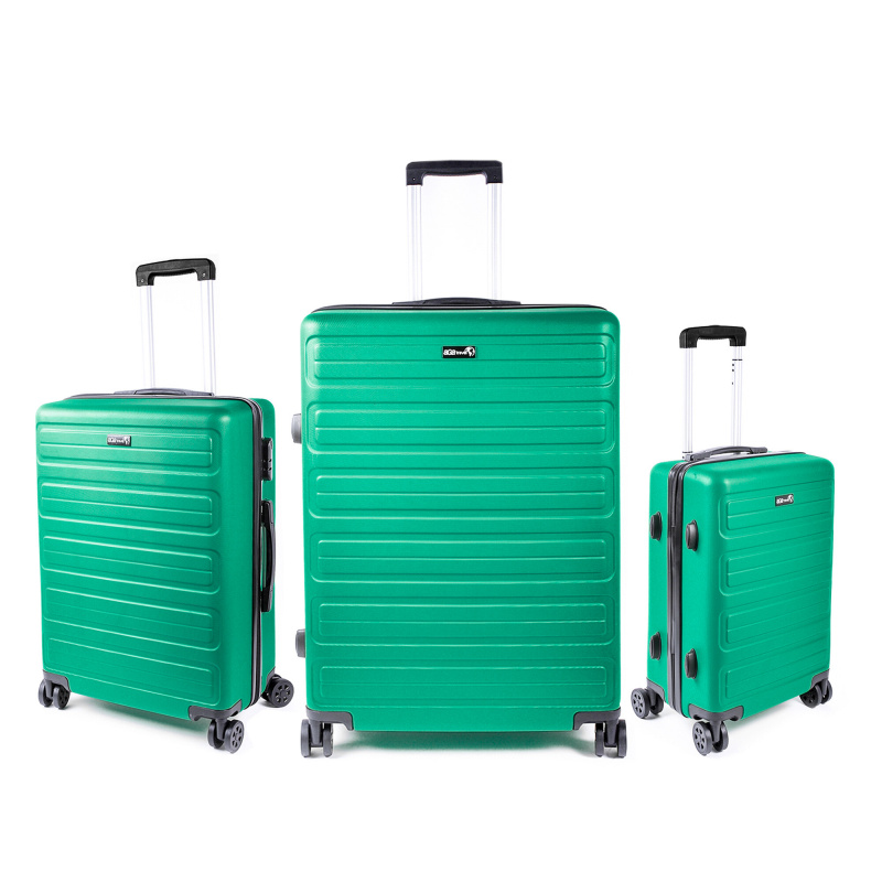 Aga Travel Kofferset Reisekofferset, Hartschalenkoffer, Doppelgriff mit Zahlenschloss, Koffer auf Rollen 3tgl Reisekoffer auf 4 Rollen MR4657 Dunkelgrün